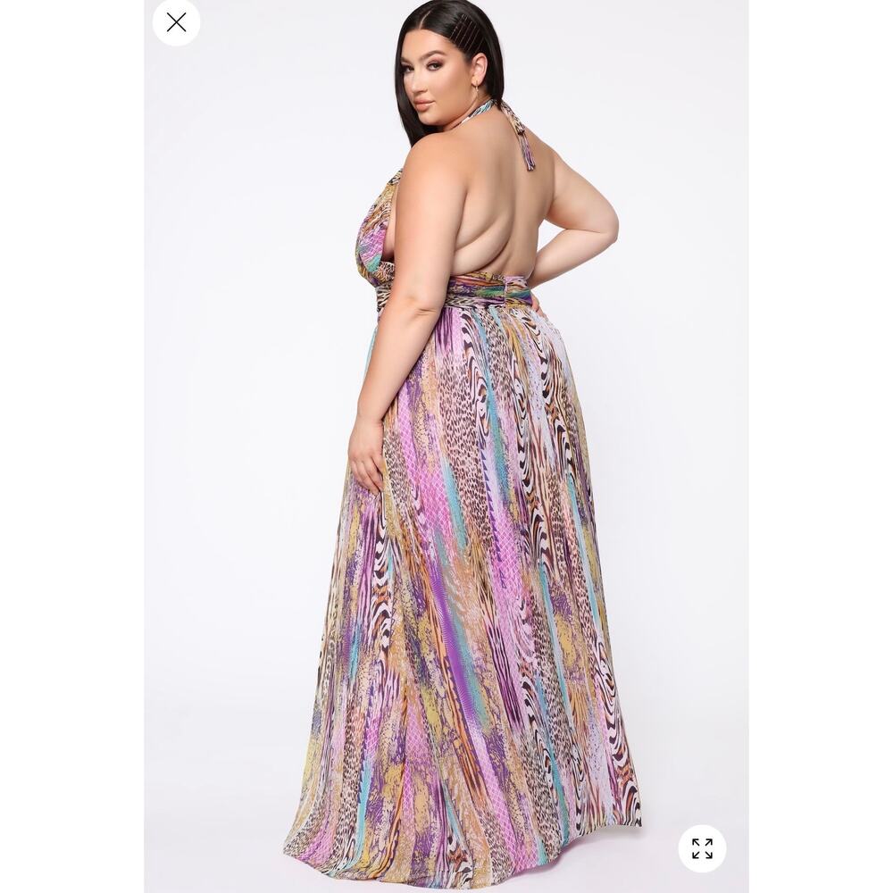 Fashion Nova Infinite Love Halter Neck Front Split Maxi Dress Size 1X NWT Purple - Picture 4 of 8